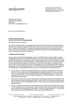  Vernehmlassungsantwort Revision des Stromversorgungsgesetz