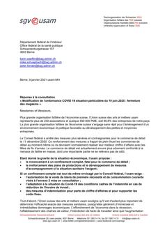  Modification de l’ordonnance COVID 19 situation particulière du 19 juin 2020: fermeture des magasins