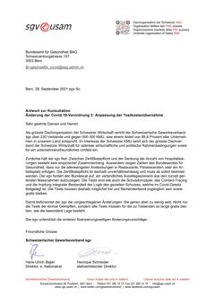  Änderung der Covid-19-Verordnung 3: Anpassung der Testkostenübernahme