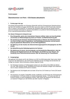  Positionspapier Übereinkommen von Paris – CO2-Gesetz