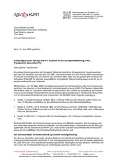  Anhörungsantwort: Konzept mit drei Modellen für die Arbeitswelterfahrung AWE (Fachbereich Gesundheit FH)