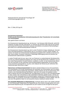  Vernehmlassungsantwort Einführung des automatischen Informationsaustauschs über Finanzkonten mit verschiedenen Partnerstaaten