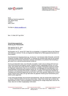  Vernehmlassungsantwort Änderung des Prämientarifs