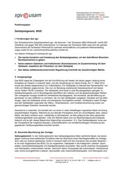  Positionspapier Geldspielgesetz, BGS