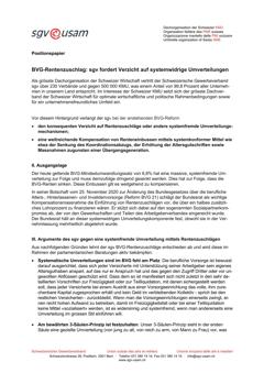  Positionspapier BVG-Rentenzuschlag: sgv fordert Verzicht auf systemwidrige Umverteilungen