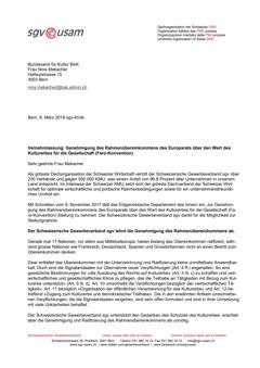  Vernehmlassung Genehmigung des Rahmenübereinkommens des Europarats über den Wert des Kulturerbes für die Gesellschaft (Faro-Konvention)