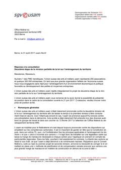  Réponse à la consultation Deuxième étape de la révision partielle de la loi sur l’aménagement du territoire