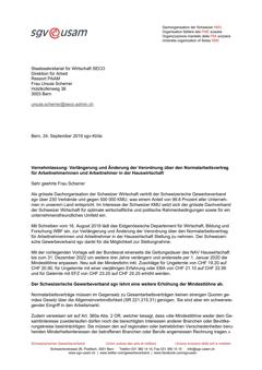  Verlängerung und Änderung der Verordnung über den Normalarbeitsvertrag für Arbeitnehmerinnen und Arbeitnehmer in der Hauswirtschaft