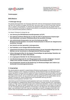  Positionspapier BVG-Reform