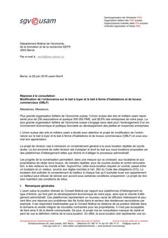  Réponse à la consultation Modification de l’ordonnance sur le bail à loyer et le bail à ferme d’habitations et de locaux commerciaux (OBLF)
