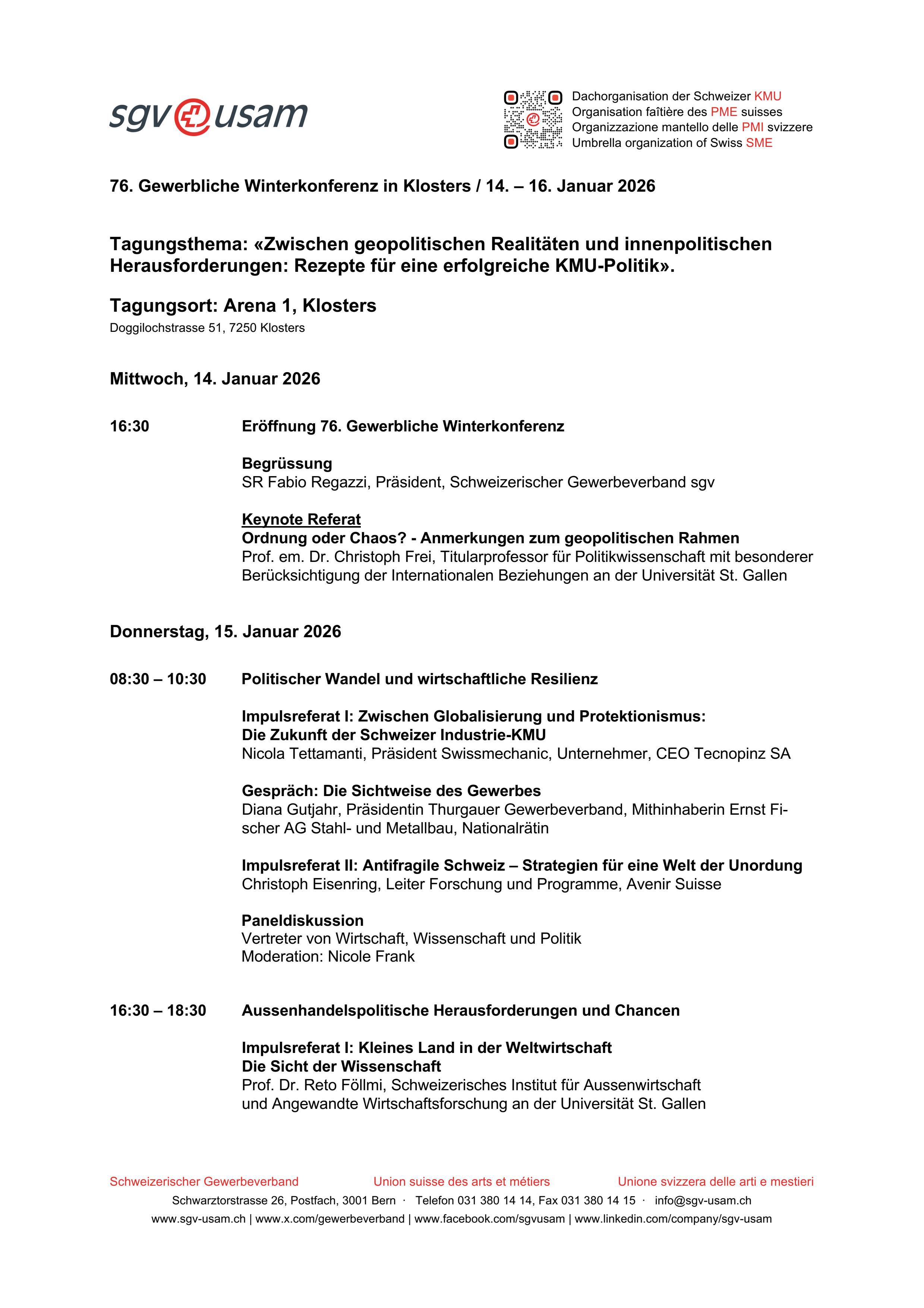  Programm 76. Gewerbliche Winterkonferenz