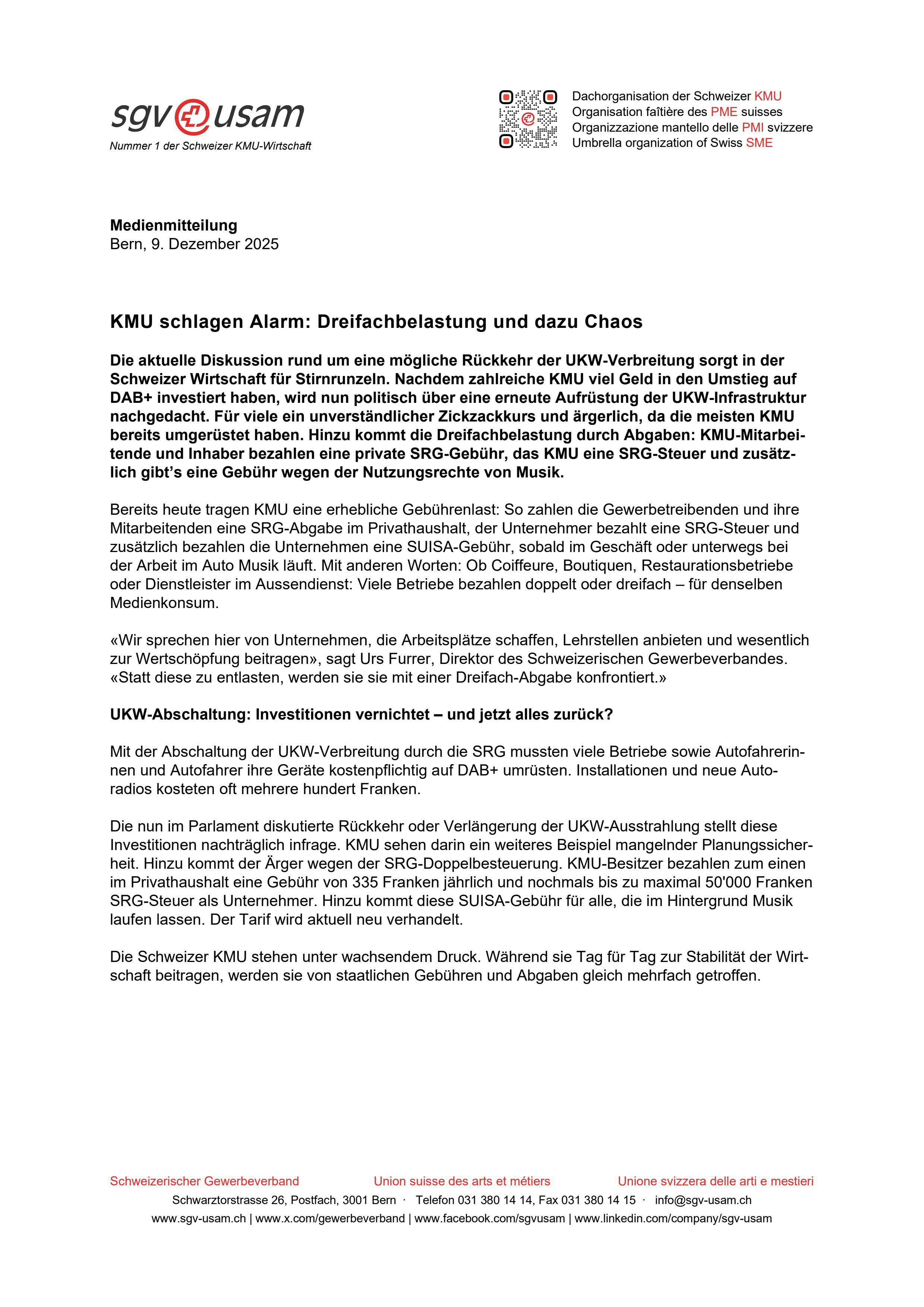 KMU schlagen Alarm: Dreifachbelastung und dazu Chaos