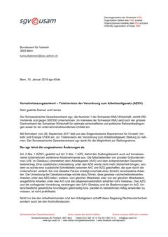  Vernehmlassungsantwort – Totalrevision der Verordnung zum Arbeitszeitgesetz (AZGV)
