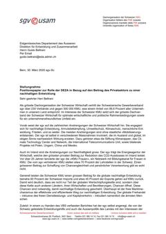  Stellungnahme Positionspapier zur Rolle der DEZA in Bezug auf den Beitrag des Privatsektors zu einer nachhaltigen Entwicklung
